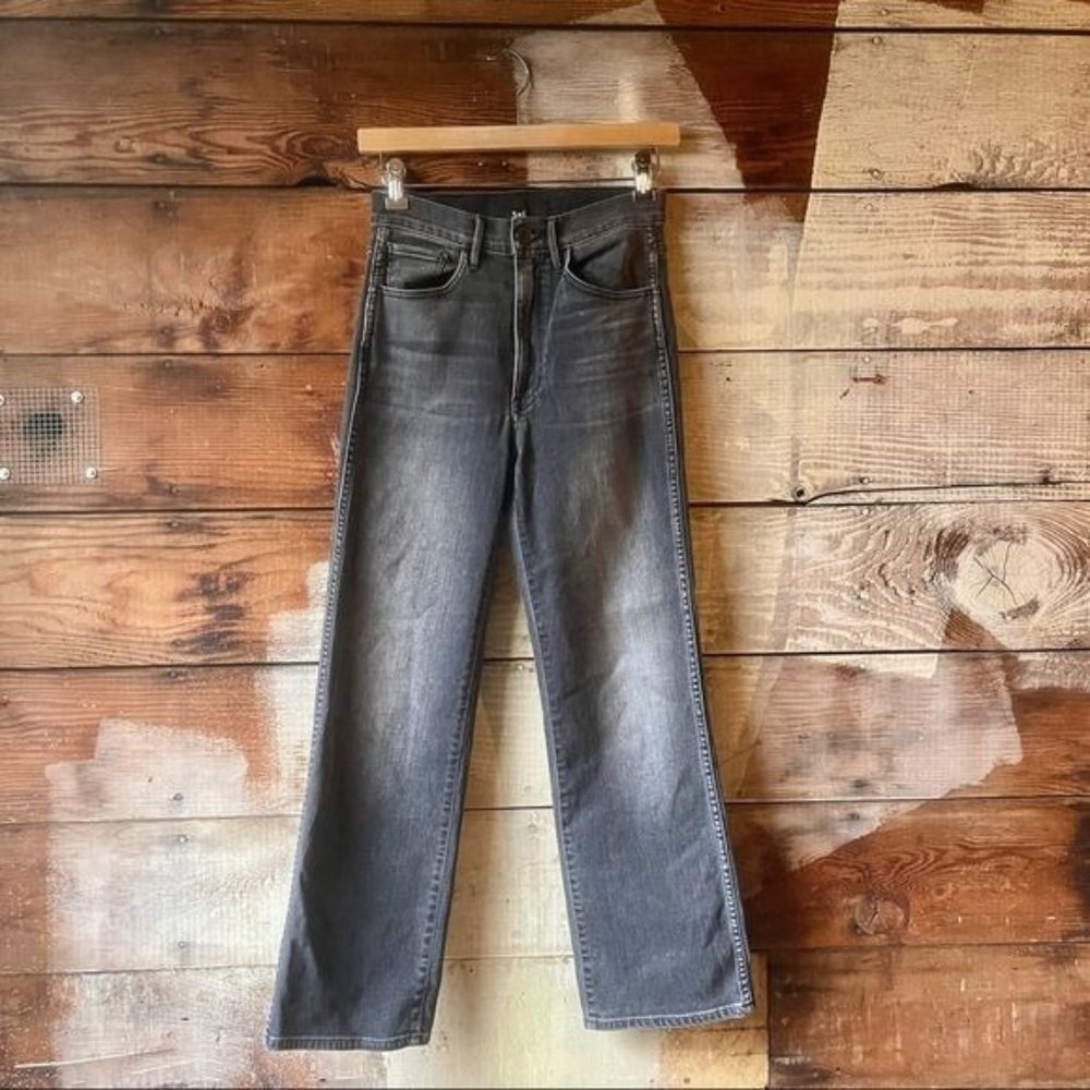 3 X 1 Black Denim Faded Straight Leg Jeans High Rise Size 24